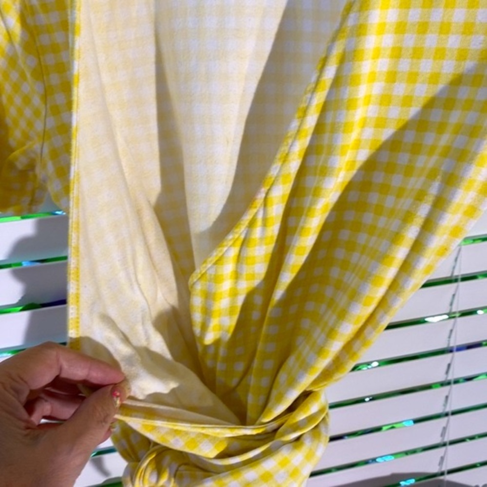 Forever 21 yellow and white checked top